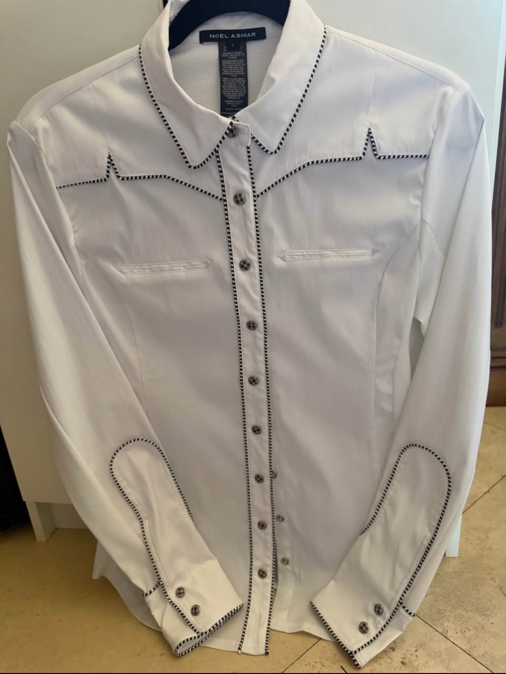 Noel Asmar women’s White Western Shirt with Black Contrast Stitching